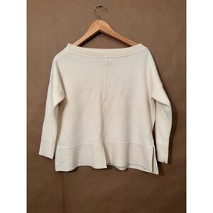 NWT Reiss Cream Cashmere Blend Boat Neck Sweater XS Split Hem Relaxed Knit